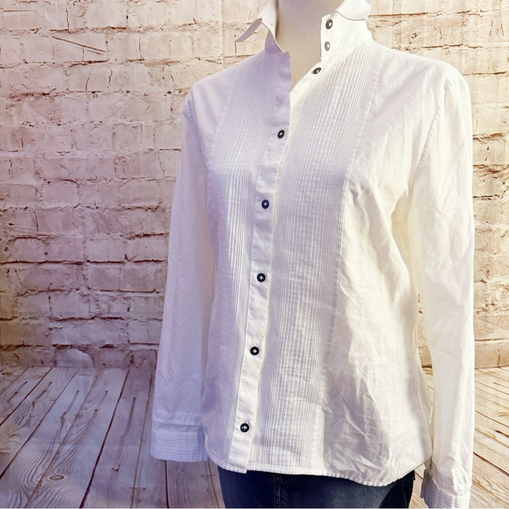 Boudicca cotton pleated button up shirt